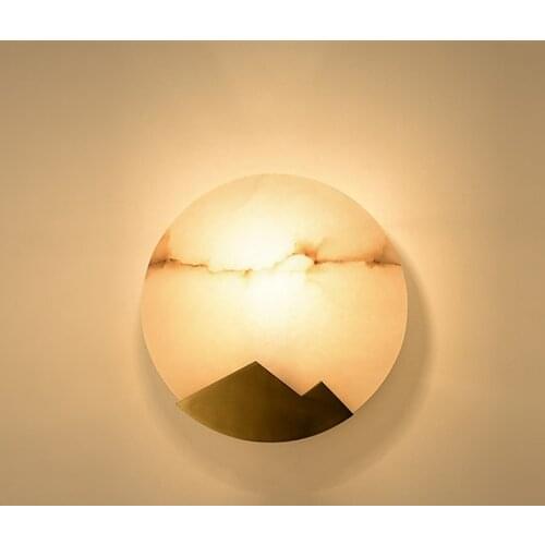 LED Wall Lamp Marble Round Minimalist Sconce Light Living Room Bedroom Bedside Bra Hotel Villa Aisle Staircase Corridor Lighting