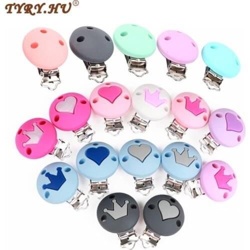 TYRY.HU 1pc Baby Teether Clips DIY Baby Round Pacifer Holder Dummy Chain Accessories Silicone Teether Tools