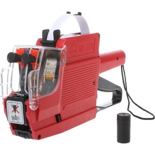 G5AA MX-6600 10 Digits Two-line Labeller Price Tag Gun Label 2 Lines For Retail Store Pricing Tag Display Tool + Ink Roller