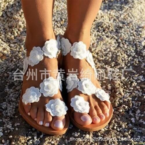 2020 Plus Size Thong Sandals Summer Women Flip Flops Weaving Casual Beach Flat Clover Shoes Rome Style Female Sandal Low Heels