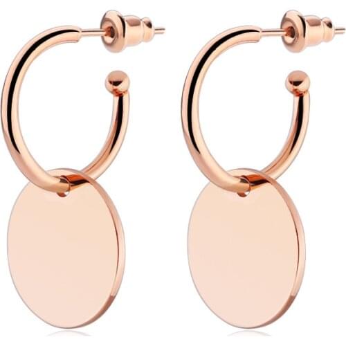 Todorova Minimalist Stainless Steel Earrings For Women Simple Geometric Round Pendant Stud Earrings Jewelry Wholesale
