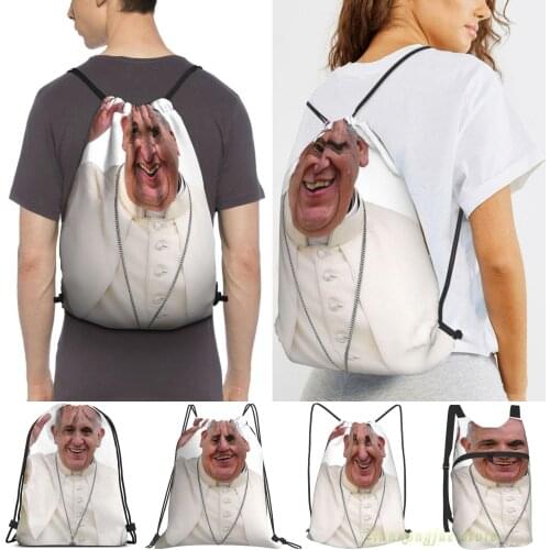 Pope Francis Women Purpose Drawstring Backpack Bags Men Outdoor Travel Backpacks For Gym Training Swimming Fitness Bag