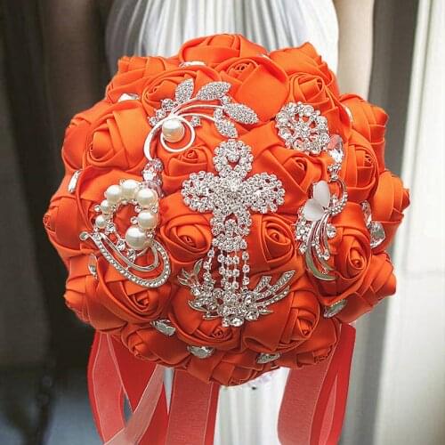 1pc/lot Orange Wedding Bridal Bouquets Artificial Foam Flowers