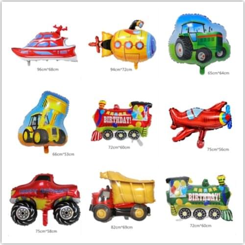 1PCS Cartoon Car Fire Truck Aluminum Film Train Balloon Globos Children Gift Birthday Party Decoration
