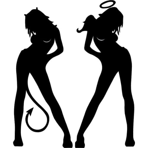 10.5*8.6cm Sexy Angel Devil Girl Cars Laptop Bumper Window Vinyl Decal Sticker Vinyl Hobby Car Bumper Sticker