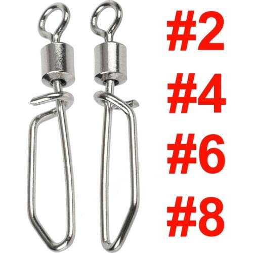 20pcs stainless steel Bearing Swivel Fishing Connector Fast Snap Spiral Fishing Swivel Solid Ring Ball Rolling Fishing Accessory