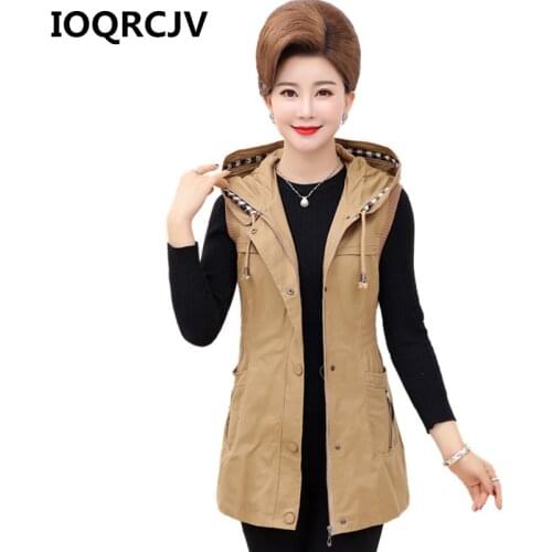 2019 Autumn Women Vest Jacket Coat Casual Sleeveless Pockets Coat Hooded Elegant Waistcoat Female Outwears Plus Size 5XL R513