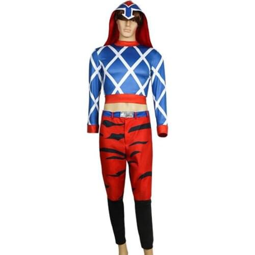 2021 Anime JOJO 5 JoJos Bizarre Adventure Golden Wind Guido Mista Cosplay Costume Top Pants Hat Halloween Cosplay