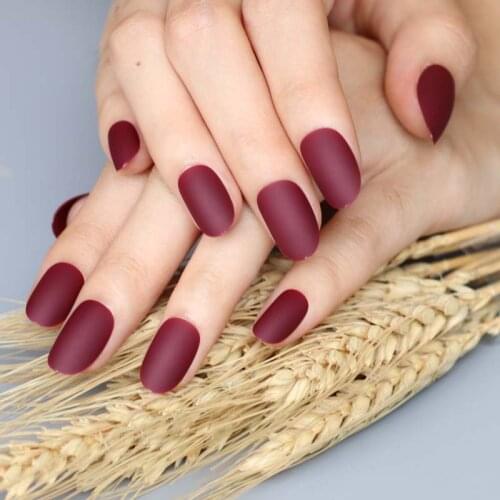 24pcs New fashion cute candy oval excellent touch design Matte fake nails Vampire color LP83