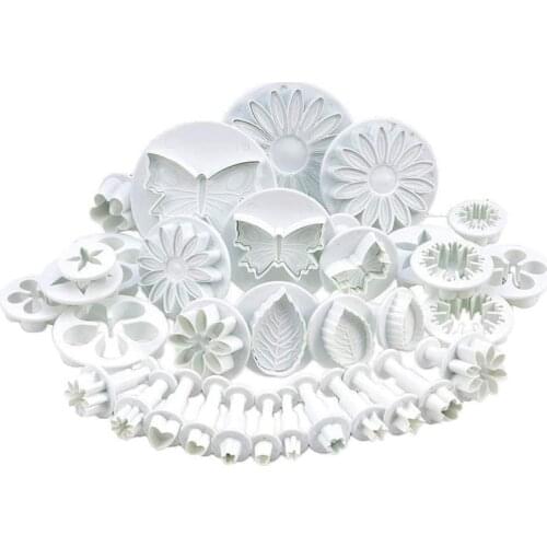 33 Piece Fondant Cake Cookie Plunger Cutter Sugar Craft Flower Leaf Butterfly Heart Shape Decorating Mold DIY Tools