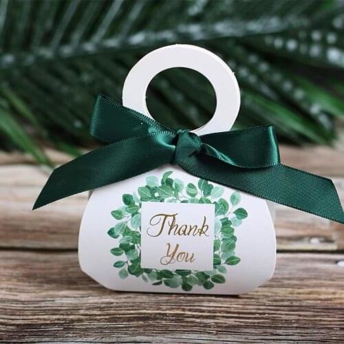 50pcs New white/pink/green leaves, unicorn Portable Gift Candy Boxes Wedding Favors birthday Party thanks Gift Handbag Sachet