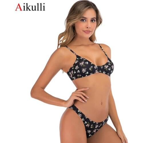 Aikulli Bikini 2020 Sexy Printing Bikinis Women Bathing Suits Swimwear Low Waist Halter Swimsuit Female Girls Summer Beachwear
