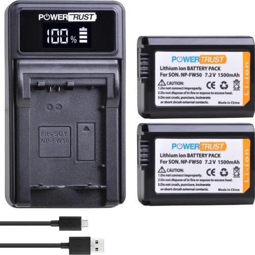 NP-FW50 NPFW50 NP FW50 Battery and LED Charger for Sony A6000 A6400 A6300 A6500 A7 A7II A7RII A7SII A7S A7S2 A7R A7R2 Battery
