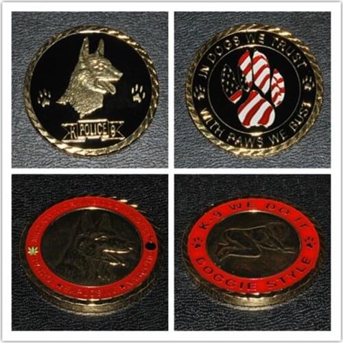 Free Shipping ,Mix 50pcs/lot Military Challenge Coin - The most courageous dog - K9 Handler Challenge Coin