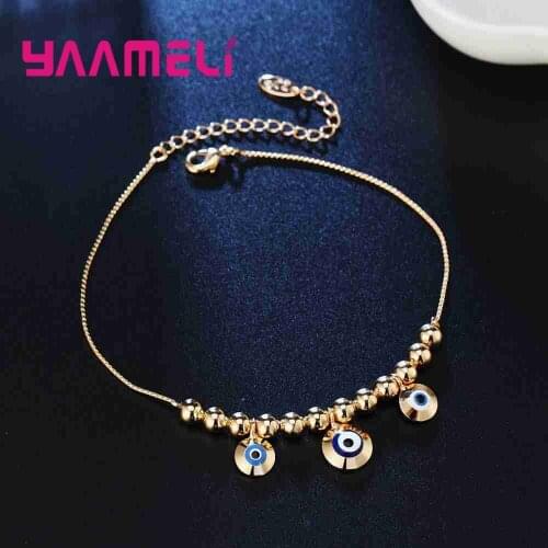 Luxury Brand Women Bracelet 925 Unique Silver/Gold Blue Evil Eye Charm Bracelet for Women DIY Beads Bracelets Jewelry