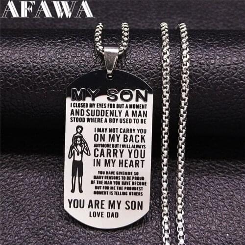 2021 YOU ARE MY SON LOVE DAD Stainless Steel Necklace Chains Silver Color Necklace Jewelry Dad Gift collana lettera NXS01