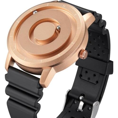 Creative Magnetic Watch Rose Gold Black Sliver Metal Magnet Beads Watch Mens Circle Ring Rubber Sports Watch Male Relogio uhr