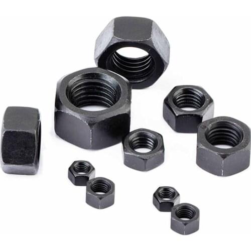Black Grade 8.8 steel DIN934 Hex Hexagon Ordinary Nut For M1.4 M1.6 M2 M2.5 M3 M4 M5 M6 M8 M10 M12 M14 M16 M20 M24 Screw Bolt