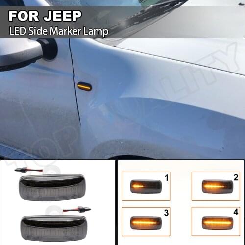 For Jeep Patriot Compass Commander Liberty Grand Cherokee LED Dynamic Flowing Side Marker Turn Signal Light Sequential Flashing