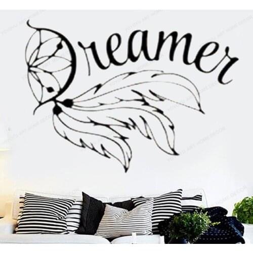 Dreamer words Wall Decal dream catcher Bedroom wall vinyl sticker home decor removable wall art mural HJ537
