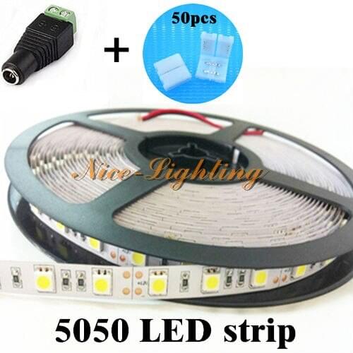 5M/roll 5050smd Flexible Led Strip DC 12V 60LED 5m Light Ribbon White/Warm/Yellow/Red/Green/Blue Indoor Decoration Light Stripe