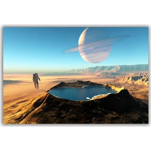 HT109 Spectacular Universe Earth And Moon Space Station Astronaut Silk Fabric Poster Art Decor Indoor Painting Gift