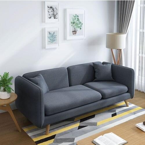 Karoisnordic Fabric Small Apartment Sofa Apartment Rental Room Living Room Three Solid Wood Sofa