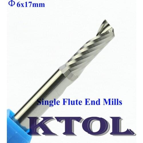 6mm Single Flute Endmill Solid Carbide Router Cutter 5pc Spiral CNC Milling Bits Acrylic Engraving Cutting Tools Long CEL35-72mm