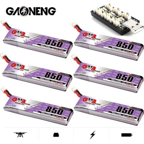 GAONENG GNB 1S HV 4.35V 850mAh Lipo Battery With Charger 60C/120C with PH2.0 For RC Quadrotor Airplane FPV Racing Drone Parts