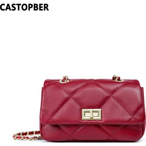 Fashion Cow Genuine Leather Metal Chain Strap Bag Women Quilted Shoulder Handbags Ladies Crossbody Bags Soft High Quality Brand
