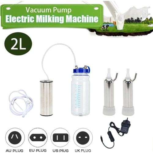 Cow Breast Pump Electric Milking Machine 100V-240V EU US AU UK Plug Portable Stainless Steel Plastic Silica Cattle Milking Tray