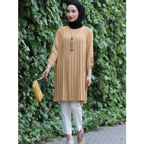 Muslim Women Pleated TUNIC Muslim Women Dresses Hijab Long Sleeve Muslim Women Ceremonial Dress Dubai Turkey Muslim hijab dress