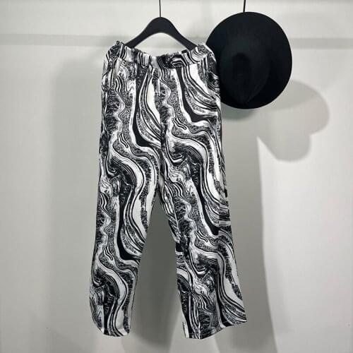 Owen Seak Men Casual Pencil Pants Gothic Clothing High Street Sweatpants Autumn Spring Calf-Length Loose Black Pants