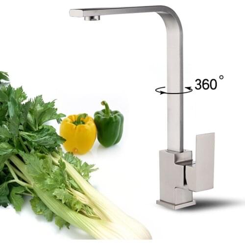 360 Degree Rotatable Water Faucet Bathroom Basin Faucet Deck Mounted Sink Tap Kitchen Square Hot And Cold Water Mixer Tap