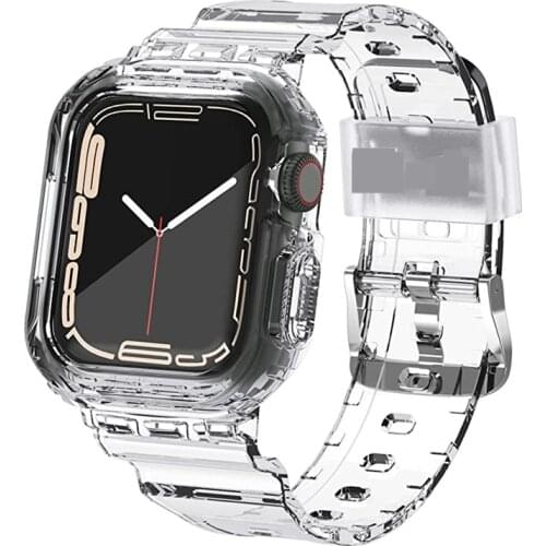 Clear Rubber Strap For Apple Watch 6 SE Band 44mm 40mm with Bumper Case Watchbands For iWatch Bands Applewatch 42mm 38mm Straps