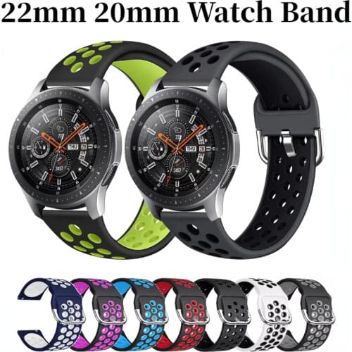Sports Silicone strap for Samsung watch 46mm/Active 2 42mm/Huawei watch GT2/Amazfit GTR 47mm Bracelet strap for 22mm 20mm strap