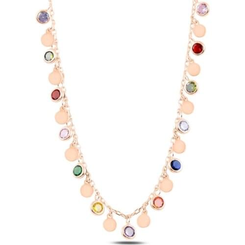 Silver 925 Sterling Dangle Sequins & Zircon Crystal Necklace