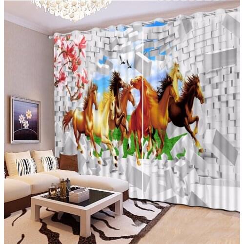 Curtains Creative horse print Luxury Blackout 3D Window Curtains For Living Room Bedroom Customized size Drapes Rideaux Cortinas