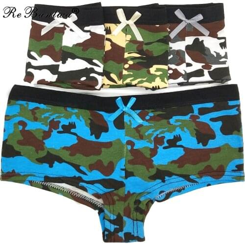 4 Pcs/lot Sexy Womens Panties Cotton Underpants Female Underwear Women Boyshorts Boxers Ladies Shorts Camouflage Boyshort
