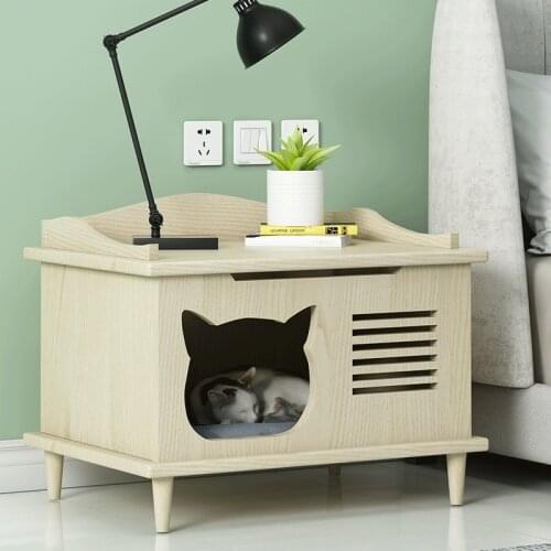 Solid Wood Bedside Table Cats Nest Double Deck All Seasons Dog House Indoor Cat Bed Pet Supplies Pets Within 5 Kg