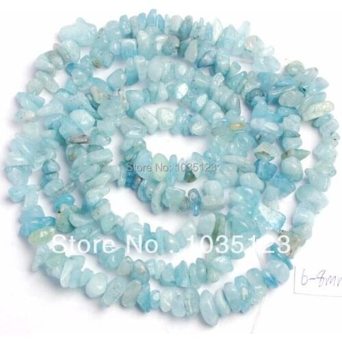 High Quality 5-8mm Pretty Natural Aquamarines Freeform Gravel DIY Gems Loose Beads Strand 34" Jewelry Making w391