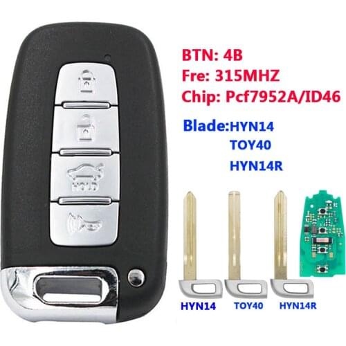 XNRKEY 4 BTN Remote Smart Key 315Mhz For Kia Forte Soul Rio Borrego Sorento