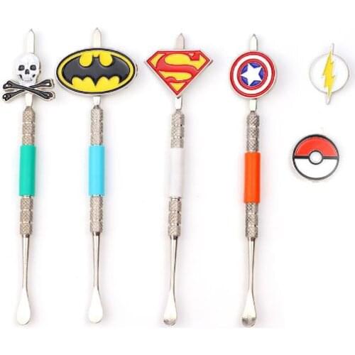 1pc 120mm Stainless Steel Snuff Spoon with Cartoon Design Cleaning Smoke Oil Tool Long Silver Shovel Personalized Metal Spoon