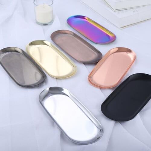1pc Candle Tray Stainless Steel Storage Tray Dish 23*9.5cm Plate Tea Tray Fruit Trays Cosmetics Jewelry Organizer