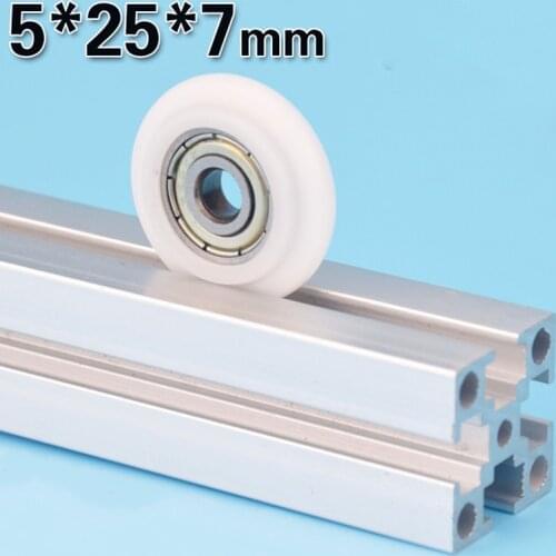 10PCS aluminume track sliding roller pulley Y type ball bearing injected with POM wheels 5*25*7mm Y type wheel 0525Y