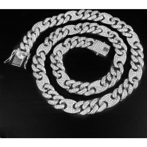 12.5 MM Iced Out Rhinestone Cuban Chain Necklace For Men Gold color Hip Hop Paved CZ Rapper Necklace Jewelry accessories gift