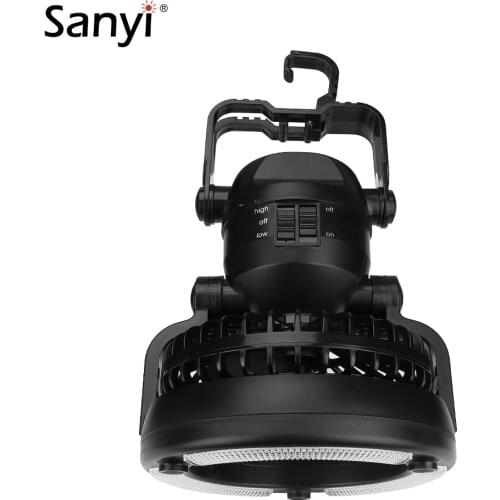 2 In 1 Portable Camping Lantern With 18 LEDs Flashlight Ceiling Fan Hang Hook For Outdoor Hiking Fishing Tent Outages Emergency