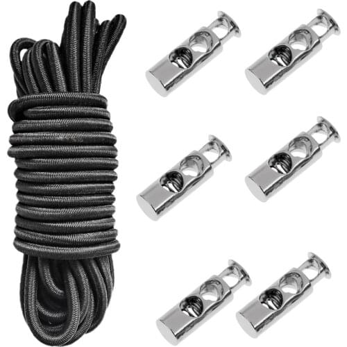 5m Elastic Rope Shock Cord Tie Down + 6 Pieces Barrel Double Hole Cordlocks