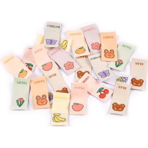 50Pcs Lovely Embroidery Labels For Sewing Supplies Kids Garment Care Bags Tags Handmade Clothes Accessories DIY Crafts 40x15mm