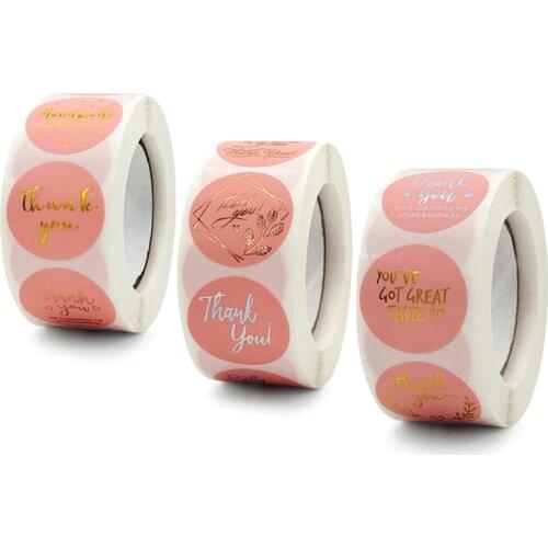 500Pcs/Roll Sealing Thank You Label Stickers, Color Bronzing Mailing Stickers for Baking Biscuit Box Decoration